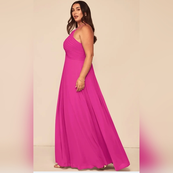 Azazie Ginger Chiffon Fuscia Gown Wedding Mother Of The Bride Prom Wedding - Picture 5 of 16